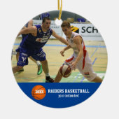 Benutzerdefiniertes Basketball-Foto Teamname Jahr Keramikornament (Vorne)