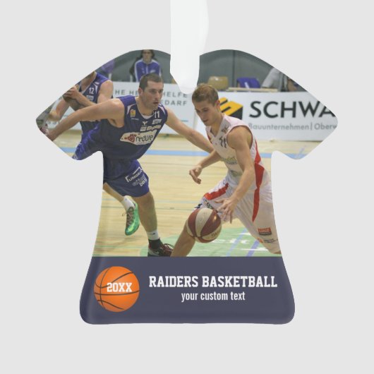 Benutzerdefiniertes Basketball-Foto Teamname Jahr Ornament (Vorderseite)