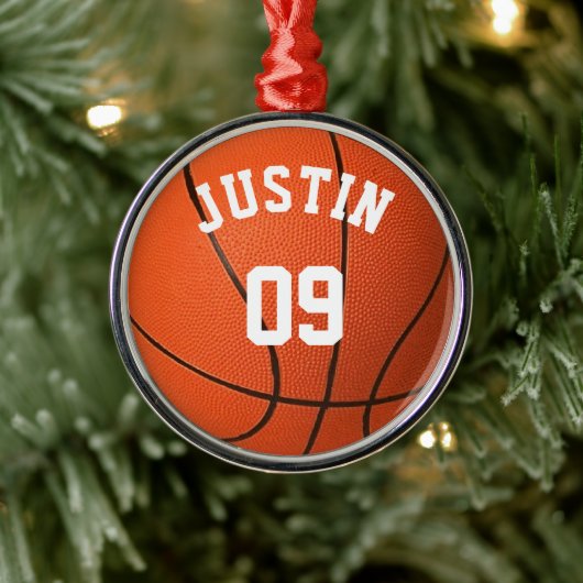 Benutzerdefiniertes Basketball-Monogramm mit Name  Ornament Aus Metall (Baum)