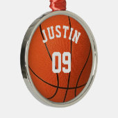 Benutzerdefiniertes Basketball-Monogramm mit Name  Ornament Aus Metall (Rechts)