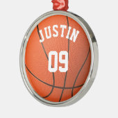 Benutzerdefiniertes Basketball-Monogramm mit Name  Ornament Aus Metall (Links)