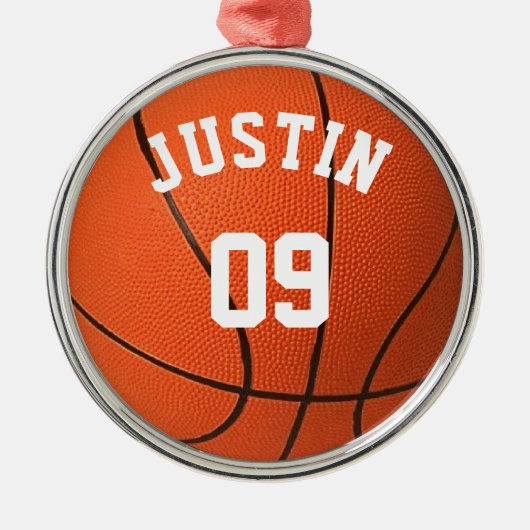 Benutzerdefiniertes Basketball-Monogramm mit Name Ornament Aus Metall (Vorne)