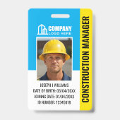 Benutzerdefiniertes Baustellen-ID-Logo QR-Code Bla Ausweis (Vorderseite)