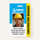 Benutzerdefiniertes Baustellen-ID-Logo QR-Code Bla Ausweis (Vorderseite)