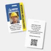 Benutzerdefiniertes Baustellen-ID-Logo QR-Code Nav Ausweis (Vorder- & Rückseite)