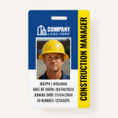 Benutzerdefiniertes Baustellen-ID-Logo QR-Code Nav Ausweis (Vorderseite)