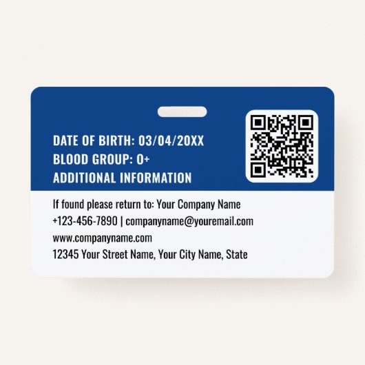 Benutzerdefiniertes Baustellen-ID-Logo QR-Code Nav Ausweis (Rückseite)