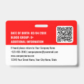 Benutzerdefiniertes Baustellen-ID-Logo QR-Code rot Ausweis (Rückseite)