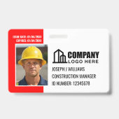 Benutzerdefiniertes Baustellen-ID-Logo QR-Code rot Ausweis (Vorderseite)