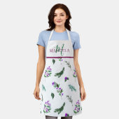 Benutzerdefiniertes Beeren-Grün-Monogramm-Blumende Schürze (Getragen)