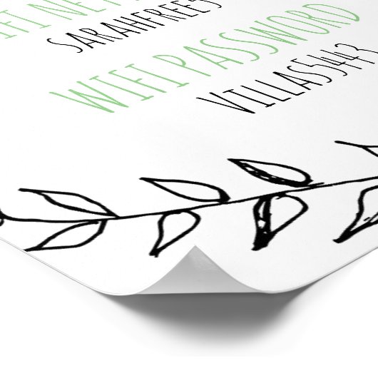 Benutzerdefiniertes Begrüßungskennwort für Wifi Poster (Ecke)