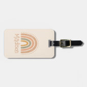 Benutzerdefiniertes Beige Braun Boho Regenbogen Bo Gepäckanhänger (Vorderseite horizontal)