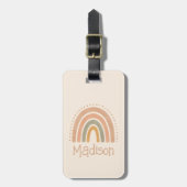 Benutzerdefiniertes Beige Braun Boho Regenbogen Bo Gepäckanhänger (Vorderseite vertikal)