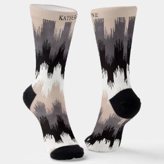 Benutzerdefiniertes Beige Grau Weiß Schwarz Fantas Socken