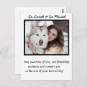Benutzerdefiniertes Beileid für die Dog-Memorial Postkarte (Vorne/Hinten)