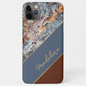 Benutzerdefiniertes Bernsteinbraun Dunkelblau Chic Case-Mate iPhone Hülle (Rückseite)
