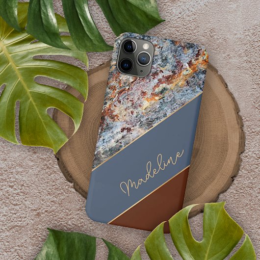 Benutzerdefiniertes Bernsteinbraun Dunkelblau Chic Case-Mate iPhone Hülle