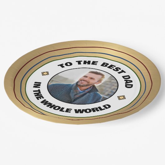 Benutzerdefiniertes Best Vater Pater Foto personal Pappteller (Schrägansicht)
