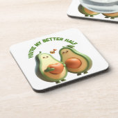 Benutzerdefiniertes Better Half Avocado Propose Da Getränkeuntersetzer (Linke Seite)
