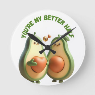 Benutzerdefiniertes Better Half Avocado Propose Da Runde Wanduhr