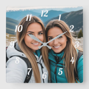 Benutzerdefiniertes Bild der besten Freunde Quadratische Wanduhr