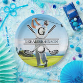 Benutzerdefiniertes Bild Golf Monogramm-Design Pappteller (Party)