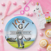 Benutzerdefiniertes Bild Golf Monogramm-Design Pappteller (Party)