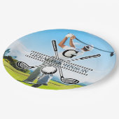 Benutzerdefiniertes Bild Golf Monogramm-Design Pappteller (Schrägansicht)