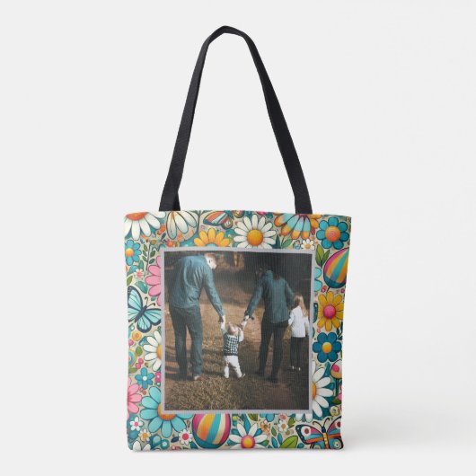 Benutzerdefiniertes Bild Hippie Blumen Tasche (Rückseite)