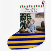 Benutzerdefiniertes Bild/Text Blue Gold W.V. Strei Großer Weihnachtsstrumpf (Rückseite)