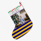 Benutzerdefiniertes Bild/Text Blue Gold W.V. Strei Großer Weihnachtsstrumpf (Rückseite (Hängend))