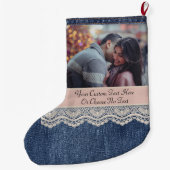 Benutzerdefiniertes Bild/Text Blue Jeans Denim Chi Großer Weihnachtsstrumpf (Rückseite)