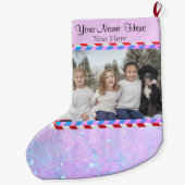 Benutzerdefiniertes Bild/Textpastellfarben Lila ro Großer Weihnachtsstrumpf (Rückseite)