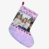 Benutzerdefiniertes Bild/Textpastellfarben Lila ro Großer Weihnachtsstrumpf (Vorderansicht (hängend))