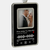 Benutzerdefiniertes Bild und Lieblingslied für das Rahmen-Ornament Silber (Rechts)