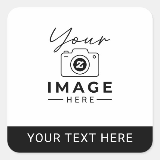 Benutzerdefiniertes Bild und Text Quadratischer Aufkleber (Vorderseite)