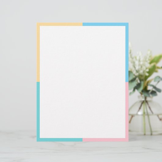 Benutzerdefiniertes Blank Vorlage rosa Gelb Blau Briefbogen (Stehend Vorderseite)