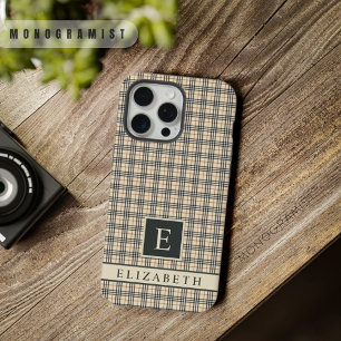 Benutzerdefiniertes Blassgelb Beige Schwarz Karomu iPhone 15 Pro Max Hülle