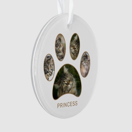 Benutzerdefiniertes Blatt Katzen Name Jahr FotoCol Ornament (Vorderseite)