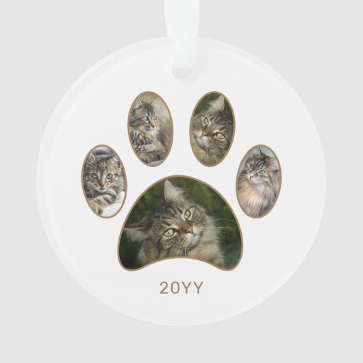 Benutzerdefiniertes Blatt Katzen Name Jahr FotoCol Ornament (Rückseite)