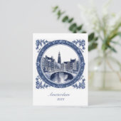 Benutzerdefiniertes Blau Delft Amsterdam Postkarte (Stehend Vorderseite)