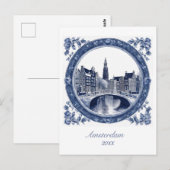 Benutzerdefiniertes Blau Delft Amsterdam Postkarte (Vorne/Hinten)