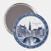 Benutzerdefiniertes Blau Delft Amsterdam Souvenir Magnet (Vorderseite/Rückseite)