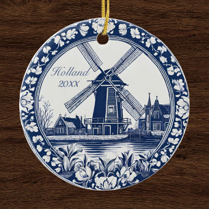 Benutzerdefiniertes Blau Delft Holland Souvenir Keramik Ornament