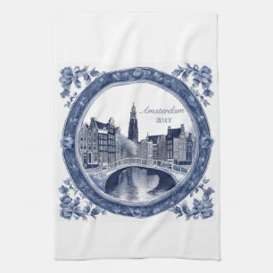Benutzerdefiniertes Blau-Delfter-Amsterdam-Souveni Geschirrtuch