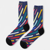 Benutzerdefiniertes Blau Grün Rot Gelb Geometrisch Socken (Linkes Detail)