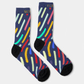 Benutzerdefiniertes Blau Grün Rot Gelb Geometrisch Socken (Rechts)