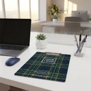 Benutzerdefiniertes Blau & Grün Tartan Geschäftssc Klemmbrett