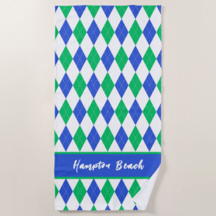 Benutzerdefiniertes blau-grünes Argyle-Strandtuch Strandtuch
