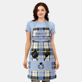 Benutzerdefiniertes Blau Kariert mit Kochgeschirr Schürze (Getragen)